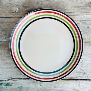 Todays home multi stripe natural white ceramic dinner plate